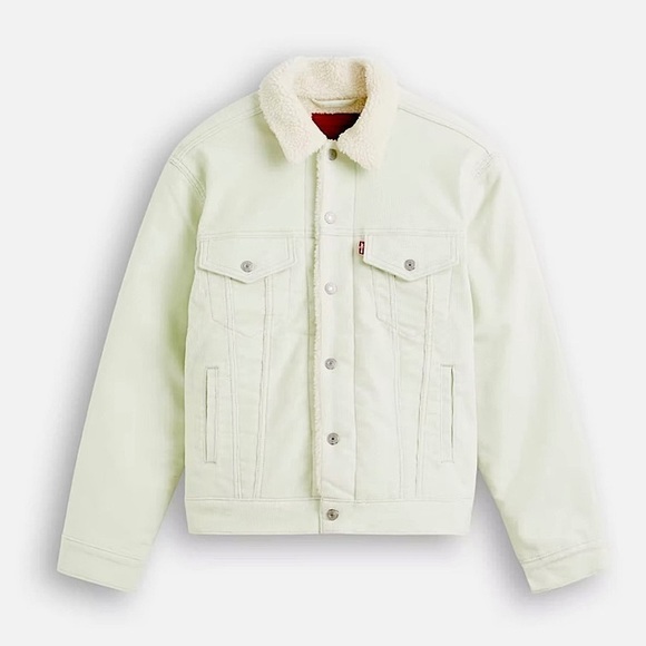 Levi’s Jacket NWT Sherpa Baby Cropped Baggy Trucker meadow mist color size 2X - Picture 3 of 16